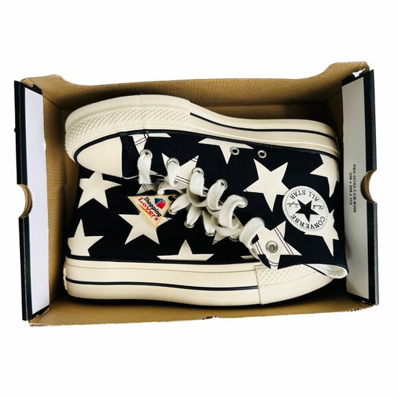 ⭐Converse Women Shoes Sz 9 Ctas Lift Platform Hi Large Stars Black A09903C NEW - Picture 7 of 11